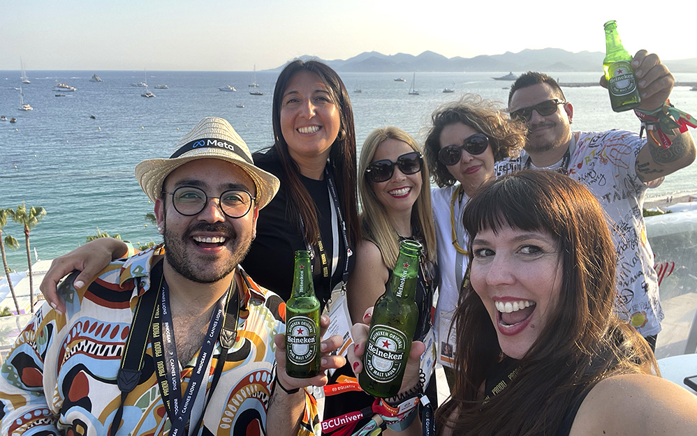 Marcel Serrano, Mara Fernández, Micaela Lagoria, Mara Albertengo, Liz Unamo and Víctor Martín; producers of the Latino US Day at Cannes