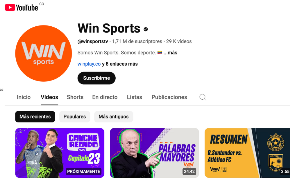 Win Sports Youtube
