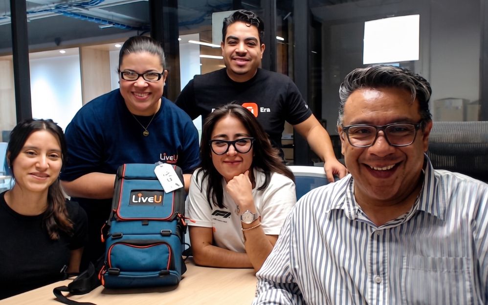 Camila Meneses, Sales Admin de LiveU; Carla Ramirez, Sales Admin de One Media; Ruben Bernal, Sales Engineer de LiveU; Stephania Solano, Sales Engineer de One Media; y Edgar Chávez, director Comercial de One Media