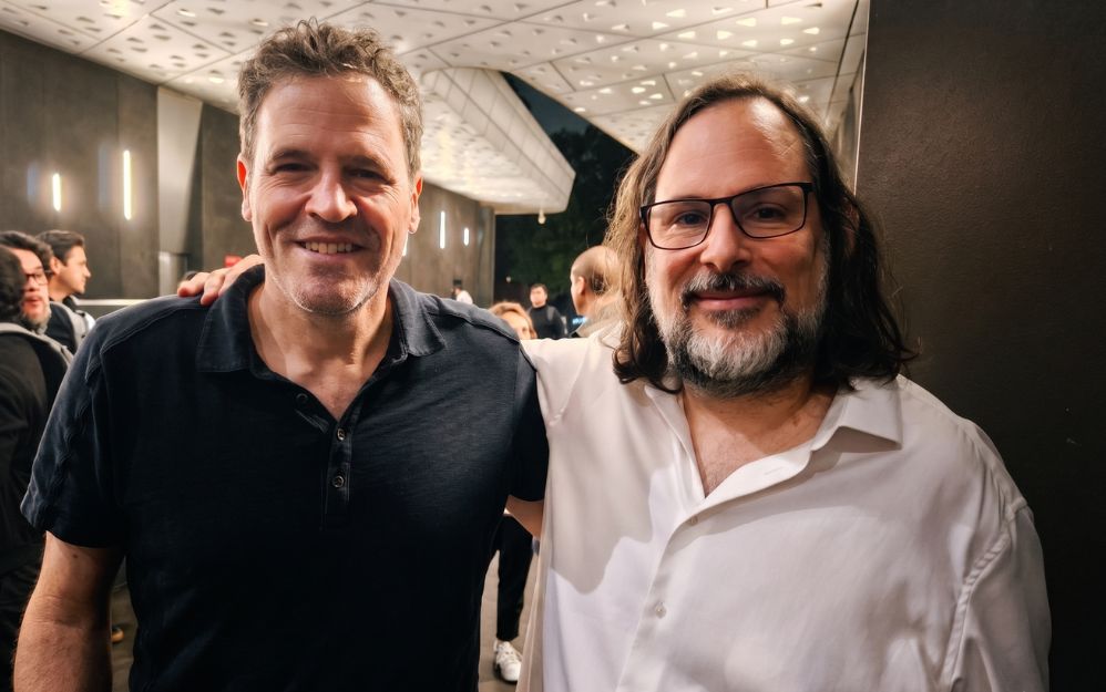 Suny Parker y Ariel Gordon tras la presentación en la Cinemateca Nacional