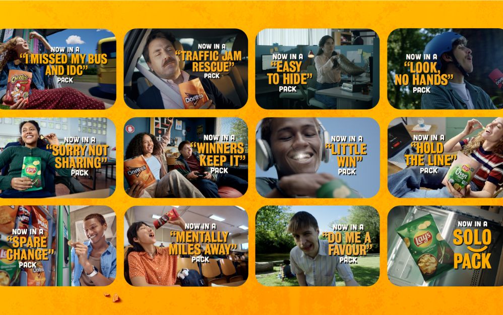 La plataforma incluye packs individuales de productos como Lay’s, Doritos, Cheetos, Doritos Bits y Lay’s Oven Baked