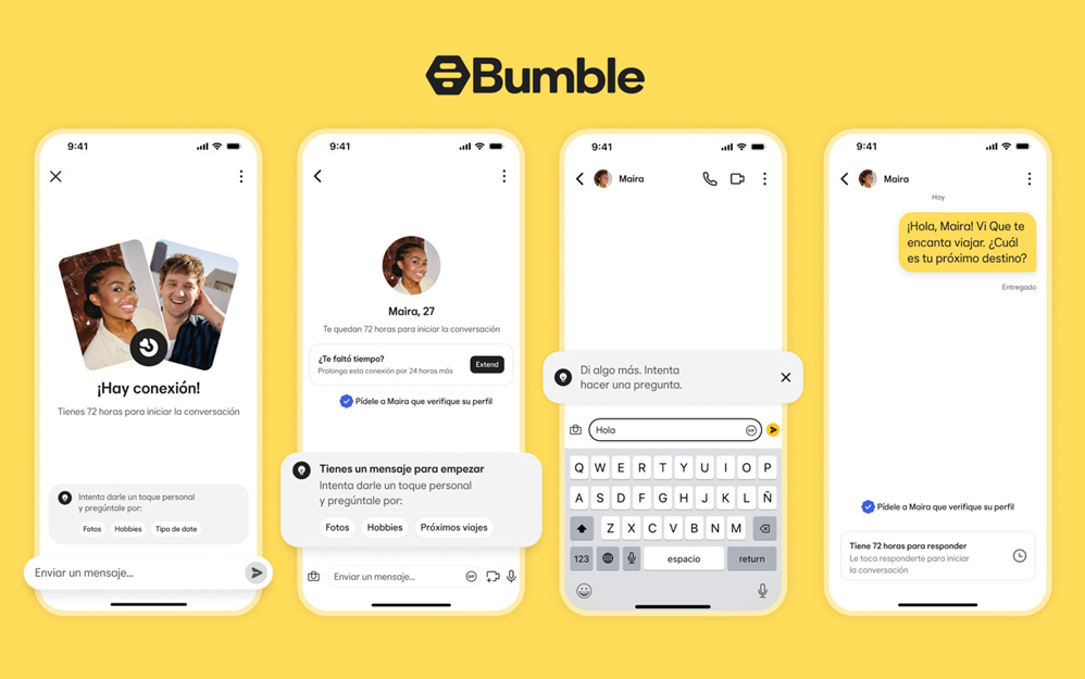 66% de las mujeres encuestadas en Bumble dicen preferir que los hombres envíen el primer mensaje