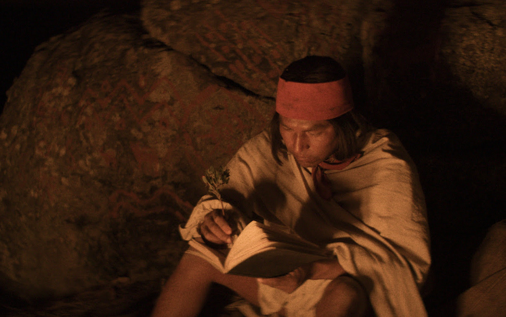 El actor originario José Cruz Apachoachi en su papel de Rayénari en Jíkuri