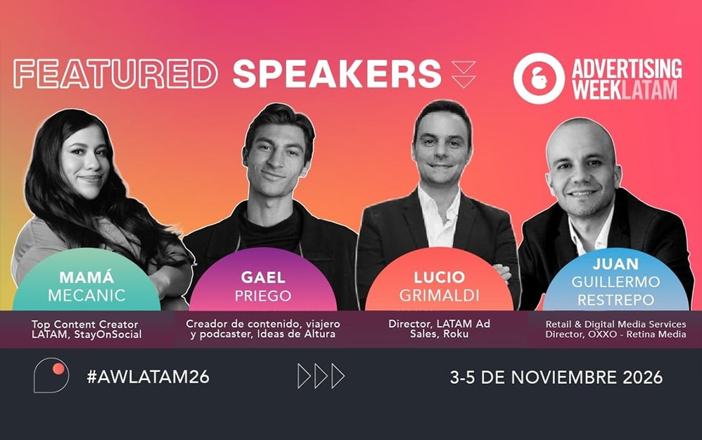 Mamá Mecanic de StayOnSocial, Gael Priego de Ideas de Altura, Lucio Grimaldi de Roku y Juan Guillermo Restrepo de OXXO