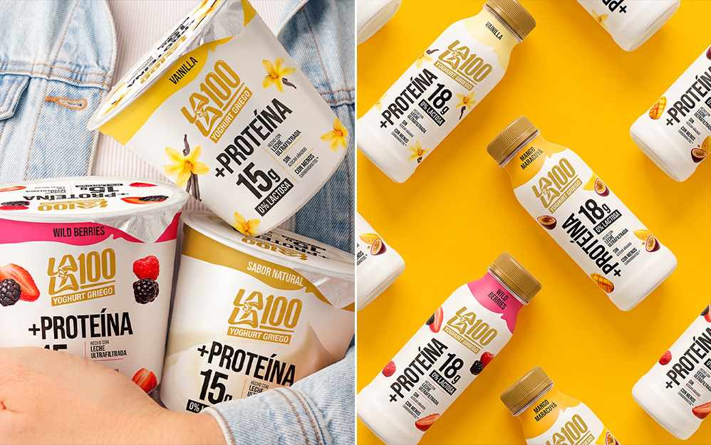 El nuevo packaging del yogur griego Lala 100 refuerza el claim de proteína y destaca en la góndola