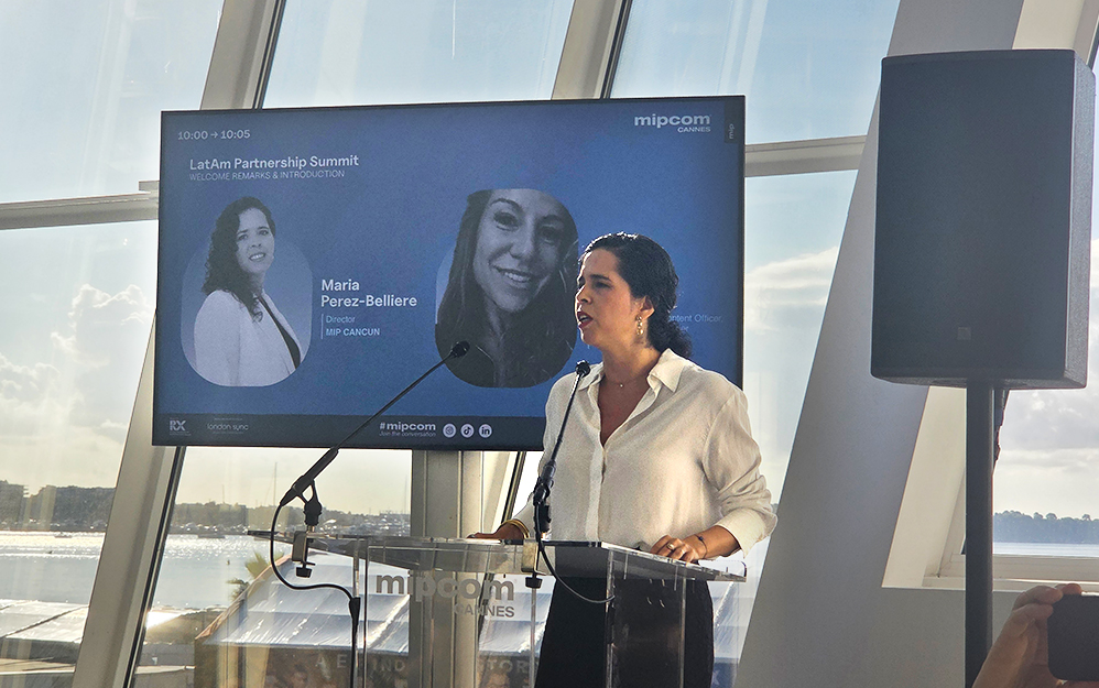 María Pérez-Bellière, Directora de MIP Cancun, durante la apertura del LatAm Partnership Summit en MIPCOM