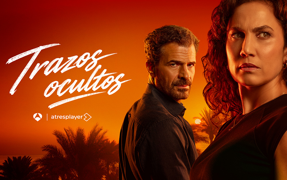 Póster de la serie de suspenso Trazos ocultos con Toni Acosta y Rodolfo Sancho